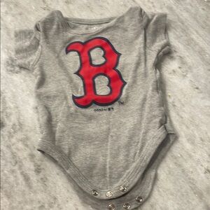 Gray Baby Onesie with Red Logo